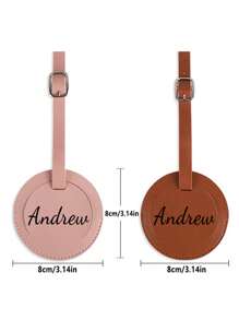 Customizable Leather Baggage Tag, Soft PU Leather Travel Luggage Tag, Round Flight Boarding Ticket Style - Multicolor - View 6