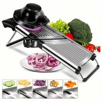 [Mandoline en acier inoxydable] Mandoline à 5 lames réglable - 1 set de râpe à légumes en acier inoxydable - Râpe à légumes professionnelle, râpe à oignon, râpe à pomme de terre, accessoires de cuisine