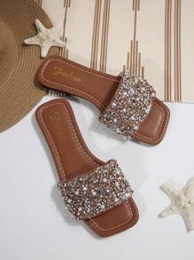 Elegant Women's Sandals, Provide Ultimate Comfort, Soft Soles, Colorful Style, Sparkling Crystal Decorations, Suitable For Daily Wear, Fashionable And Comfortable Shoe Choice For Women