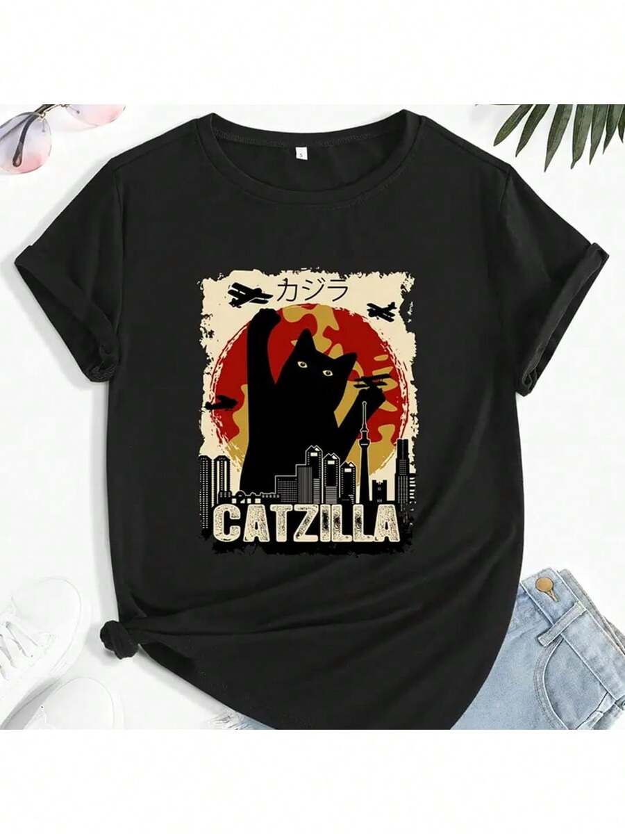 Camiseta Unissex Catzilla Aesthetich - Preto - Visão 1