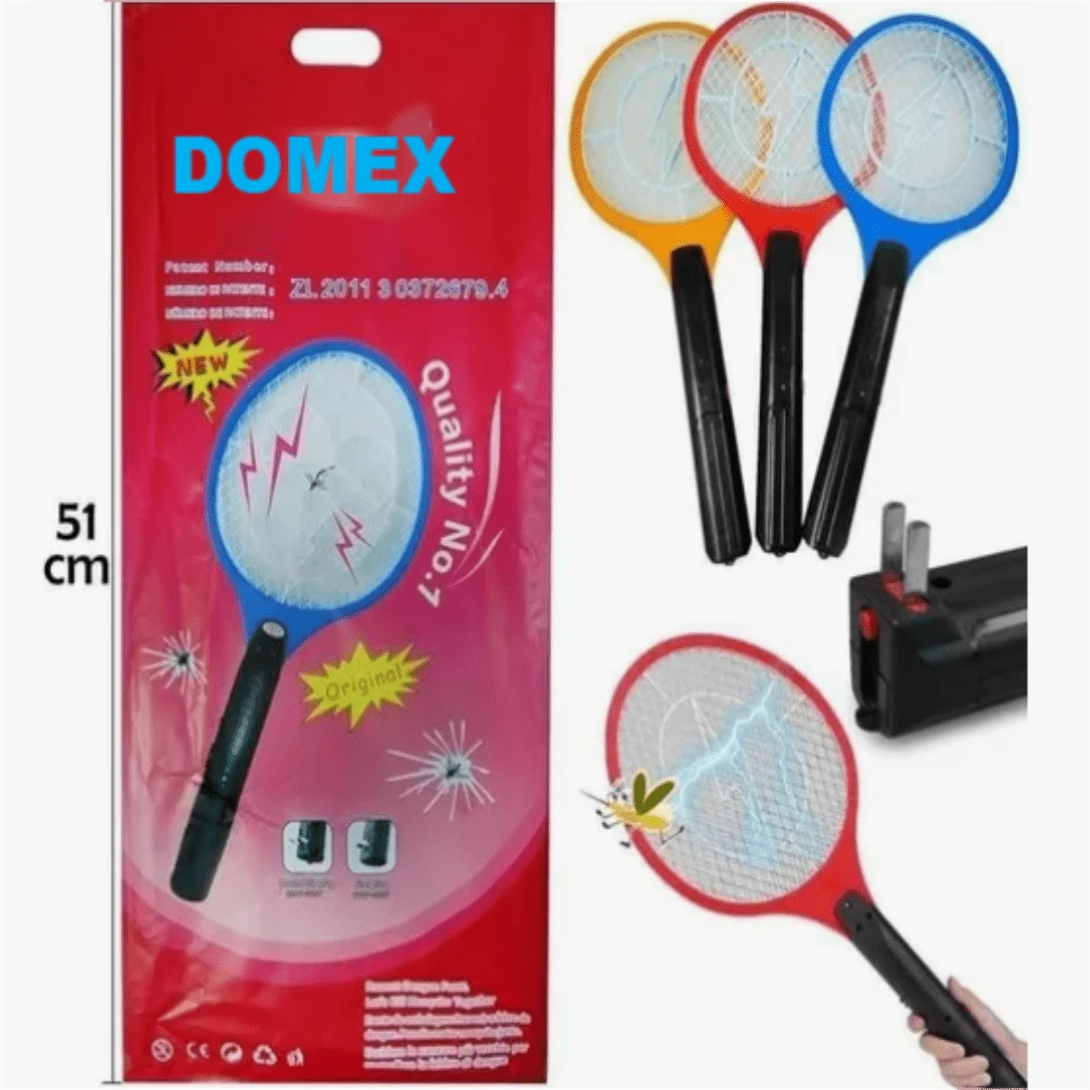 Raqueta Mata Moscas y Mosquitos Recargable - Multicolor - Ver 1