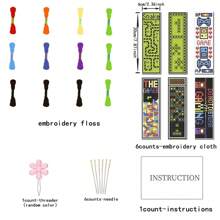 6pcs Pixel Game Themed Cross Stitch Bookmarks DIY Art Set - Includes 6 Printed Cross Stitch Fabrics, Sufficient Threads, Stitching Tools (Random Color) And English Instructions - Suitable For Sewing Beginners And Crafters - Cross Stitch Decoration, Holiday Gift