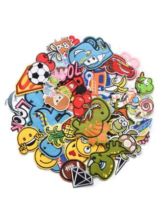 20片随机刺绣布贴，款式多样，色彩鲜艳，可缝制/熨烫，适用于衣服、连衣裙、帽子、DIY配饰，夏季、学校用品。