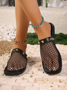 2025 Najnowsze klasyczne europejskie i amerykańskie płaskie buty z odkrytymi palcami dla kobiet