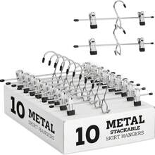 10pcs/5pcs Metal Trouser Clips, Silver & Black Electroplated High Manganese Steel Pants Clips, 2-Clip Clothes Rack For Bedroom & Clothing Store, Adults & Children, Spring/Summer