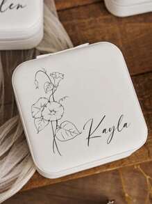 Customized Leather Jewelry Box, Personalized Jewelry Box With Name & Birth Flower, Gift For Valentine's Day, Leather Jewelry Box, Travel Organizer, Personalized Mother's Gift Box, Bridesmaid Jewelry Box