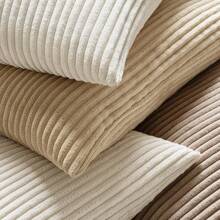 2 piezas Funda de almohada decorativa de pana a rayas de color crema para sofá, cojín, oficina, sala de estar