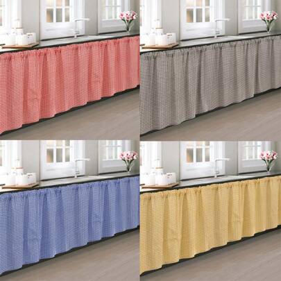 1 pieza Cortina volante a cuadros vintage, estilo de granja Cortina para el descanso del café, cortina para la puerta de la cocina, divisor de ambientes, cortina de tela japonesa apta para todas las estaciones, cortina para gabinete sin taladrar