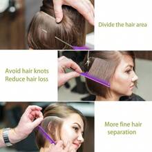 Juego de múltiples piezas - Set para el peinado de mujer, que incluye tres peines de cola de acero inoxidable puntiagudos, seis pasadores de cocodrilo de colores, un cepillo de doble cara y puede combinar libremente varios colores.