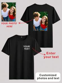 Personalisiertes T-Shirt, lässiger Boyfriend-Stil Herrenfashion T-Shirt, personalisierter Textdesign T-Shirt - fügen Sie Ihren eigenen Text/Ihr Design hinzu, Sport Boyfriend-Stil Herrenmode, bequem, lässig, einfach und modisch, ideales Geschenk für Freund, Familie, Freunde, Feiertage