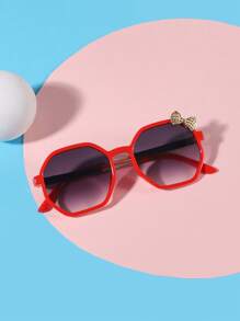 1 件 4-8 岁女孩多边形蝴蝶结配饰时尚黑色眼镜适合节日礼物、派对和日常佩戴 - 彩色 - 查看 4