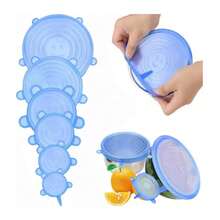 6 Packs FlexiSeal Silicone Bowl Covers, Elastic Food Storage Lids, Reusable, Dishwasher & Microwave Friendly, Kitchen Organizer Accessories
