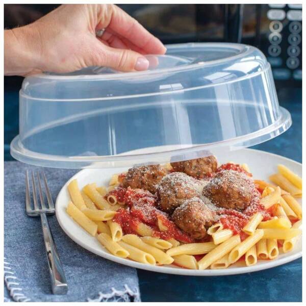Nordic Ware Plate Cover: Clear Microwave Oven Lid, Dishwasher-Safe, 10.5" Diameter, Polypropylene, 5-Year Warranty & BPA- &