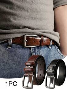 1pc Boy's Leather Pin Buckle Casual Retro Leather Belt Youth Jeans Belt, Father's Day GiftValentine's Day - Multicolor - View 2