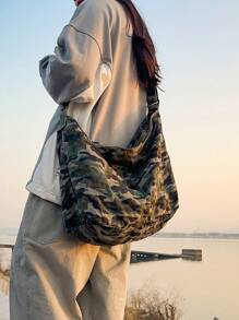 新款2025女士大容量帆布包，多功能户外露营徒步探险手提包，休闲简约拉链单肩包，适合日常使用，学校，短途旅行，大学生 - 彩色 - 查看 3