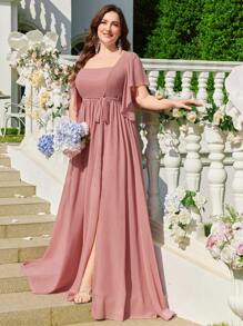 Chiffon Simple Plus Size Sexy Handcraft Pleated Fitted Formal Gown/Dress For Ball, Wedding,Bridesmaid Dress