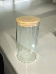 Frasco Cilíndrico con tapa de madera hermética, especiero de cocina - Grande - Ver 1