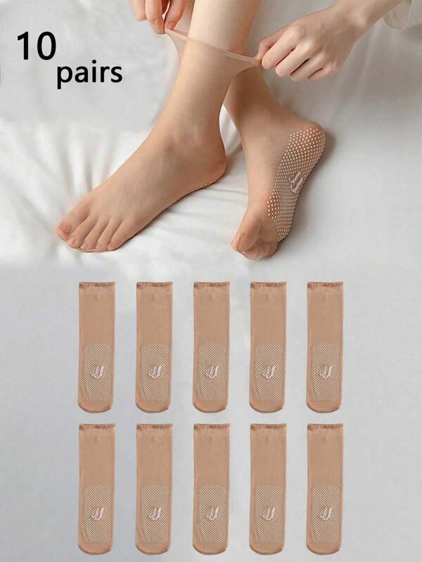 2 paia/10 paia di calze trasparenti per caviglie da donna, traspiranti, con punti in silicone massaggianti per alleviare la stanchezza, calzini equipaggio trasparenti antiscivolo e resistenti alla lacerazione