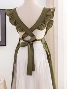 1 pezzo grembiule ricamato con tessitura floreale, design a volant in tessuto moderno, grembiule per la casa con decorazione floreale, grembiule full body per donna, grembiule per la casa, abbigliamento da lavoro domestico, divisa per negozio di fiori, grembiule da lavoro