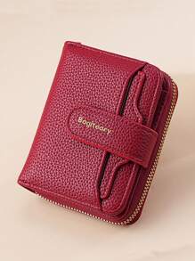 New Litchi Texture Solid Color Mini Women Wallet Korean Style Snap Closure Coin Purse Multi-Functional Fashion High-End Wallet For Women Wallet Mini Wallet Purse Wallet Small Wallet - Burgundy - View 7