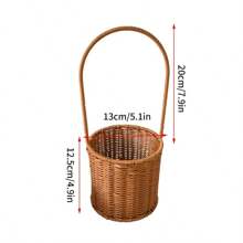Cesta de almacenamiento tejida a mano, cesta para frutas, verduras, flores, bolsa de compras de ratán, cesta para pan, picnic, organizador de escritorio - Cesta C - Ver 11