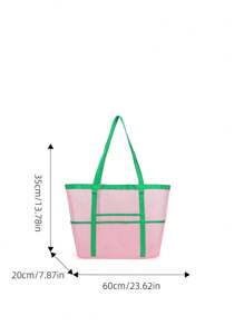 1pc gewatteerde open-top gesloten mesh strandtas, grote capaciteit reisvakantie opbergtas, draagbare opvouwbare zwemsportschool opbergtas, geperforeerde reis mesh tas, opbergtas voor badspeelgoed