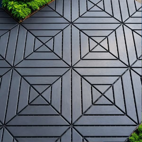 12x12 Interlocking Deck Tiles - Waterproof, All-Weather, Slip-Resistant, Easy-Assembly Outdoor Patio Decking For Poolside, Balcony, Backyard - Square Plastic Floor Tiles