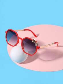 1 件 4-8 岁女孩多边形蝴蝶结配饰时尚黑色眼镜适合节日礼物、派对和日常佩戴 - 彩色 - 查看 5