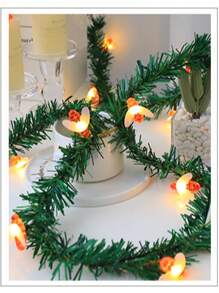 1 件人造常绿常春藤叶花环，带 LED 灯串，电池供电绿色藤蔓花环吊灯，适用于家居装饰，适用于夜灯、花环、圣诞节/万圣节装饰、婚礼、派对、生日、花园、情人节 - 彩色 - 查看 20