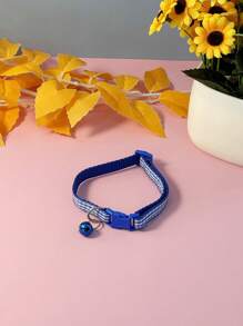 Collar ajustable con cuadros y campanilla para gatos, collar para mascotas estilo cuadros a la inglesa
