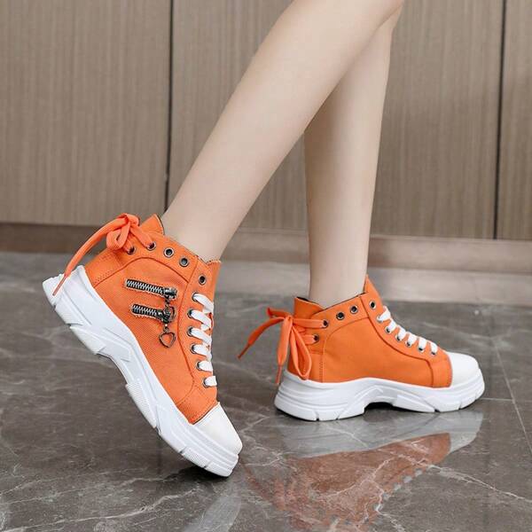 Women 2025 Spring Summer New Canvas High Top Sneakers, Breathable Thick Sole Platform Casual Shoes, Boots Style
