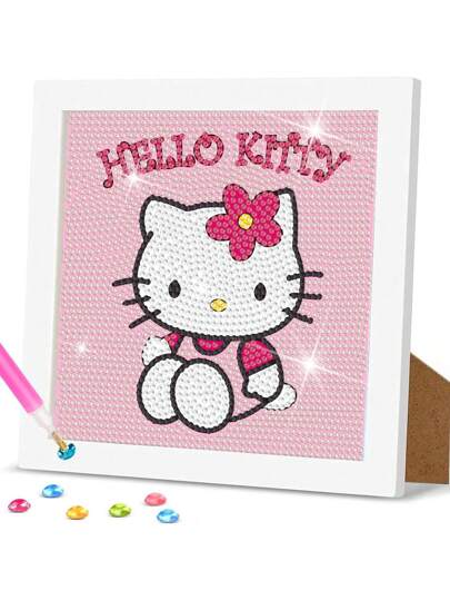 Sanrio 1pc Diamond Art Painting Kit For Hello Kitty DIY Crystal Rhinestone Mosaic Diamond Painting, Crystal Diamond Diamonds, Oil Canvas, Home Wall Decor, Craft Valentine's Day Gifts