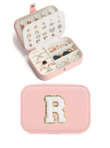 1 件装奢华仿皮双层珠宝收纳盒，带安全锁 - 柔软内衬便携式耳环、项链、戒指盒 - 适合家庭或办公室的现代桌面展示、珠宝盒