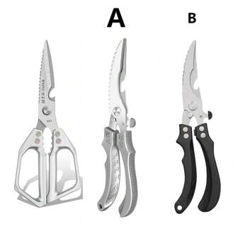 Multi-Function Kitchen Scissors Heavy Duty Kitchen Shears,Cutting Food Tools Cooking Shears For Chicken,Meat,Fish,Poultry(Sliver)