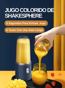 dreame 1 pieza Licuadora eléctrica inalámbrica portátil de 400ml, mezclador de jugo de frutas mini recargable por USB con 6 cuchillas y doble vaso, licuadora multifuncional, adecuada para cocina doméstica u exterior, excelente para extraer vegetales, frutas y hacer batidos. - Taza individual con tapa - Ver 3