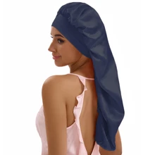 ZTZI Satin Long Bonnet Sleep Cap, Solid Color Casual Polyester Fiber(Polyester) Bonnet, Suitable For Home & Daily Wear, All Seasons - Multicolor - View 7