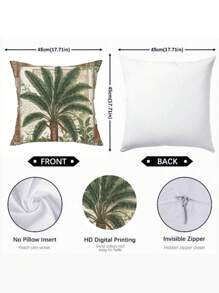 Capa de Almofada de Verão 4pcs/1pc Com Padrão Retro de Palmeira Tropical, Decoração de Folha Verde, Presente Perfeito para Decoração de Festa de Sala de Estar, Sofá, Carro e Quarto da Série Retro de Verão | 18x18 Polegadas | Decoração de Verão | Fecho de Zíper | Tecido Macio e Confortável - Durável, Resistente ao Desbotamento, Lavável à Máquina, Adequado para Decoração de Verão, Decoração de Exterior, Decoração de Escritório, Decoração de Casa. Sem Núcleo de Almofada - Multicolorido - Ver 2