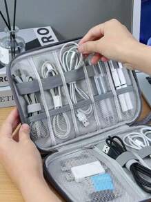 1pc Multifunctional Travel Storage Bag, Pencil Case, Stationery Pouch, Card Holder, Digital Organizer, Jewelry Bag, Utility Pouch, Document Folder, Pen Case, Watch Storage Bag, Suitable For Charging Cables, Power Banks, Earphones And Other Digital Devices Storage, Multi-Purpose Cable Organizer, Digital Accessories Protective Case, Travel Essentials,Back To School,School Supplies,Pencil Pouch,School Bag