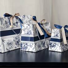 1 Stück/5 Stück/10 Stück Blumen Geschenktüten mit Schleifen - Multifunktionale Papiertaschen, geeignet für Hochzeiten, Valentinstag, Geburtstage usw. - perfekt für Feiertage und Einkaufen
