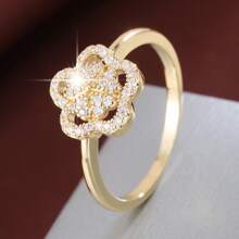 1pc Floral Design Cubic Zirconia Inlaid Ladies Ring - Multicolor - View 13