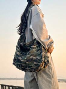 新款2025女士大容量帆布包，多功能户外露营徒步探险手提包，休闲简约拉链单肩包，适合日常使用，学校，短途旅行，大学生 - 彩色 - 查看 6