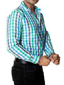 Moon & Rain Camisa para Hombre Manga Corta Casual Cuadros Verde, Azul y Marino Ropa de Hombre Tops para Hombre Camisas para Hombre Slim Fit Confeccionada en Tejido Ligero y Fresco que Brinda Comodidad, Frescura y Durabilidad Camisa de Corte Entallado Moderno Ideal para Uso Diario Oficina Trabajo Reuniones Fiestas o Eventos Informales Prenda Versátil Perfecta para Primavera y Verano Fácil de Combinar con Jeans, Pantalón de Vestir o Chinos Camisa con Acabados de Alta Calidad y Costuras Resistentes que Garantizan Larga Vida Útil Ajuste Slim Fit que Resalta la Figura Masculina sin Sacrificar Comodidad Opción Sofisticada para Hombres que Desean Proyectar Estilo, Distinción y Buen Gusto - Multicolor - Ver 4