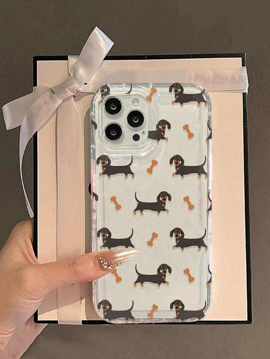 可爱小狗印花透明手机壳，适用于 防水防震防摔防刮 - 彩色 - 查看 1
