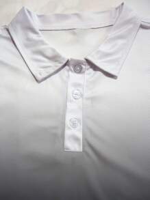 1pc Plus Size Men's Fashion Casual Collared Shirt With Button Details - 100% Polyester Polo Collar Top With Slight Stretch, Knitted Fabric, Regular Fit - Summer Golf Casual Chic Polo Shirt