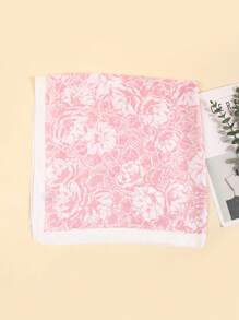 1pc Women's Printed Scarf Work Necktie Fashion Hairband 70 Square Satin Silk Headscarf Suitable For Business, Casual And Street Fashion Bandana,Hair Band,Head Band Ideal For Dressing Up Your Look - New Pink and White Flowers - View 3