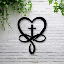 1pc Cross And Heart Shaped Iron Ornament - Suitable For Indoor/Outdoor, Applicable For Living Room, Patio And Balcony, Home Decor, Room Decor, Wall Decor Gifts Birthday Graduation