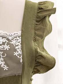 1 pezzo grembiule ricamato con tessitura floreale, design a volant in tessuto moderno, grembiule per la casa con decorazione floreale, grembiule full body per donna, grembiule per la casa, abbigliamento da lavoro domestico, divisa per negozio di fiori, grembiule da lavoro