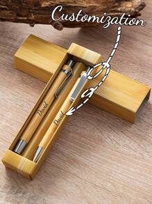 Custom Engraved Bamboo Pen - A Meaningful Gift For Relatives, Wedding Witnesses, Anniversaries, Birthdays And Special Occasions; Gift Box,Back To School,School Supplies