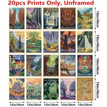 BAEMEFLE 1/3/20 Tranh in trên vải bố, chủ đề du lịch Tolkien, áp phích du lịch cổ điển vùng Trung Địa, trang trí phòng, tranh treo tường, trang trí phông nền sofa phòng khách, trang trí hành lang, trang trí nhà cửa, trang trí phòng ngủ, trang trí phòng tắm, trang trí phòng, trang trí văn phòng, trang trí trường học, quà tặng nghệ thuật - Nhiều màu - Xem 14