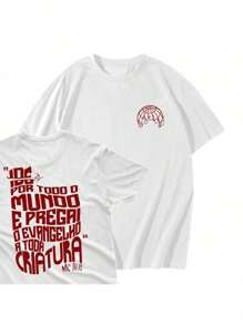 T-Shirt Christian T-Shirt 100% Cotton "Go Into All The World" - 白色 - 查看 2